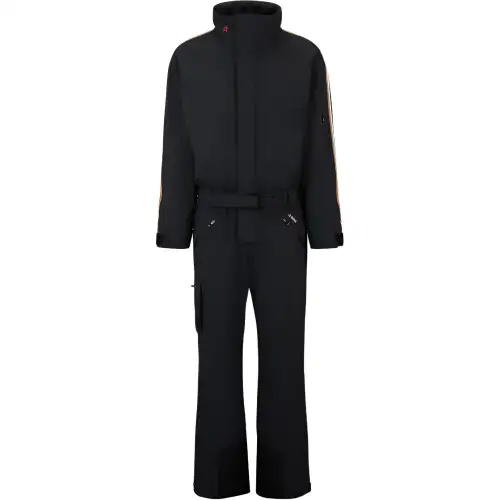 HUGO BOSS X PERFECT MOMENT joint model solid color stand collar zipper straight fit one-piece ski suit men's black