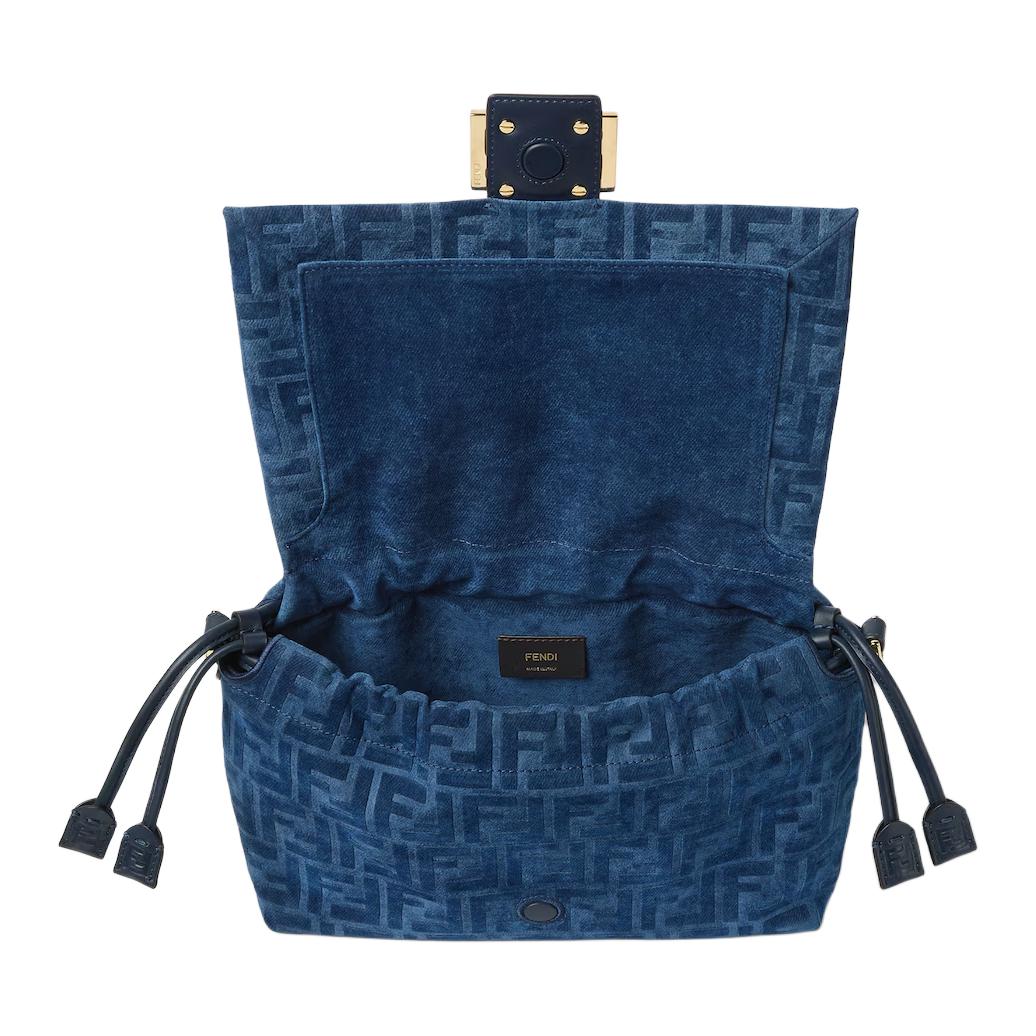 Женская сумка Fendi Mamma Baguette FF (синий) — фото 4