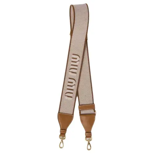 MIU MIU Fabric With Leather Bag Straps Women's Caramel