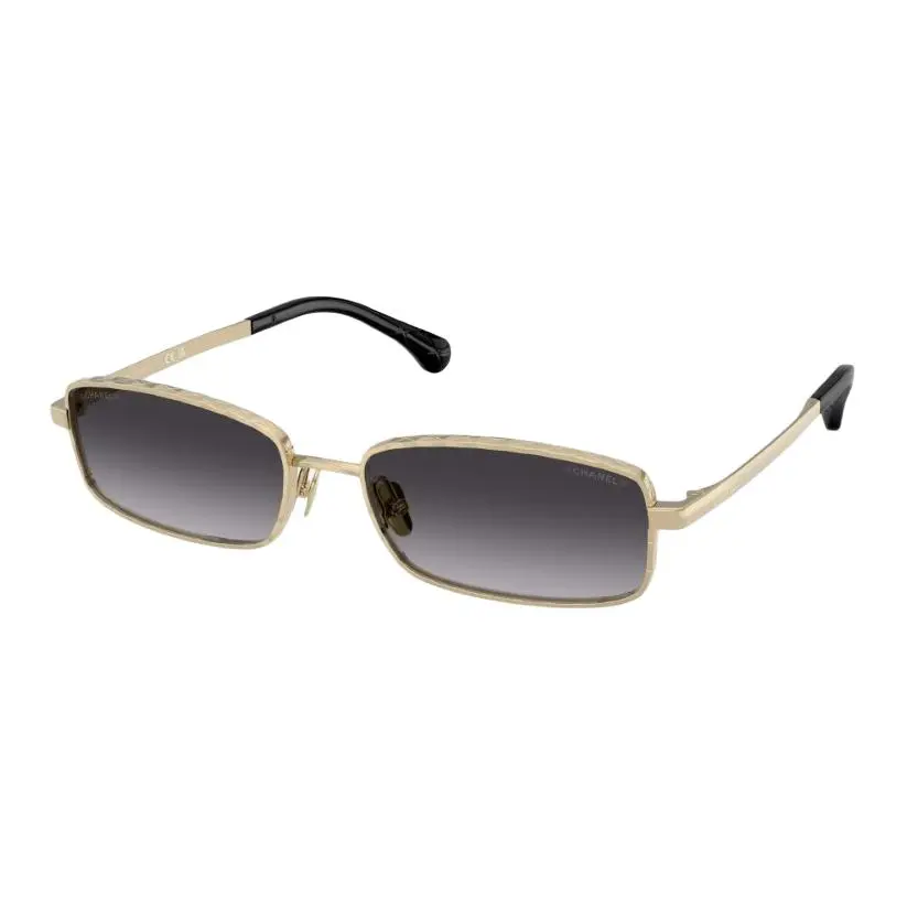 CHANEL Metal Rectangular Sunglasses Unisex Light Gold