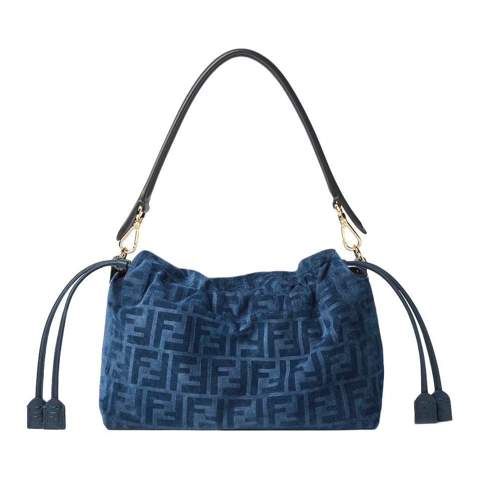 Женская сумка Fendi Mamma Baguette FF (синий) — фото 3