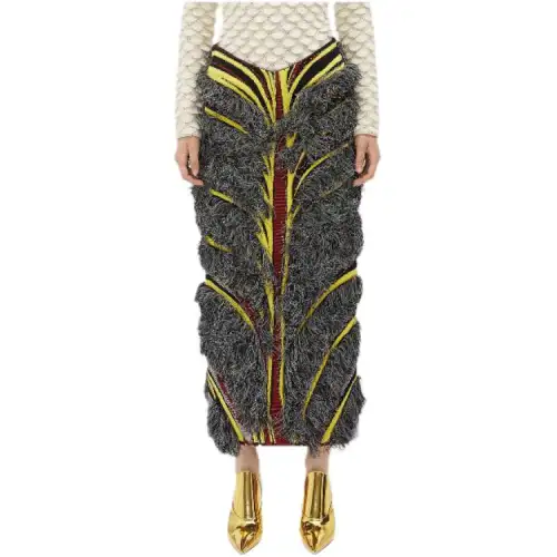 Bottega Veneta Knit Long Skirt Women's Gray