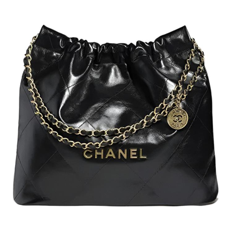 CHANEL 22Bag Medium Handbag Shoulder Bag Shiny Calfskin Black