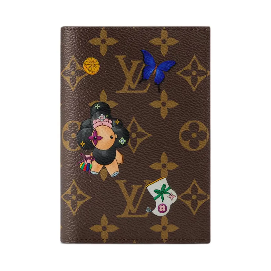 LOUIS VUITTON Artificial Leather Passport Holder Women's Brown & Pink