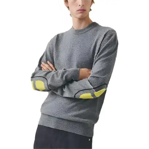 HERMES Cashmere Sweaters Men's Gray Crew Neck Moderate