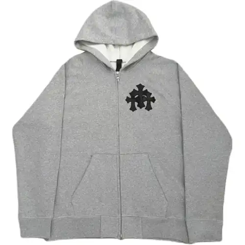 Chrome Hearts cross-patch zip-up hoodie