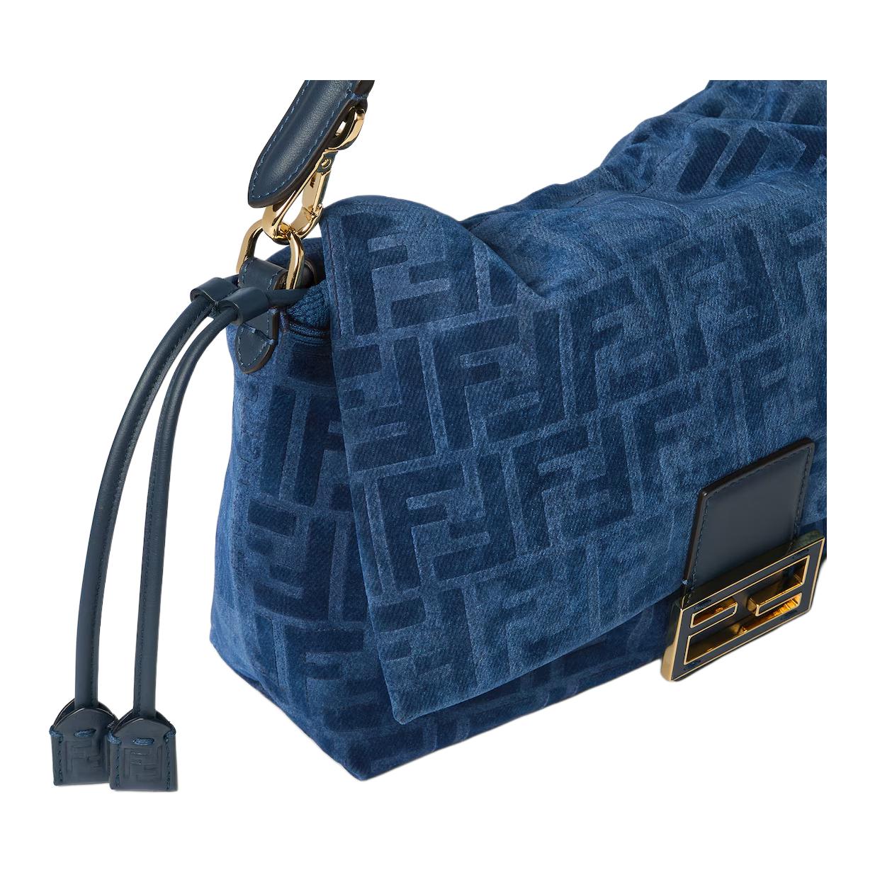 Женская сумка Fendi Mamma Baguette FF (синий) — фото 5