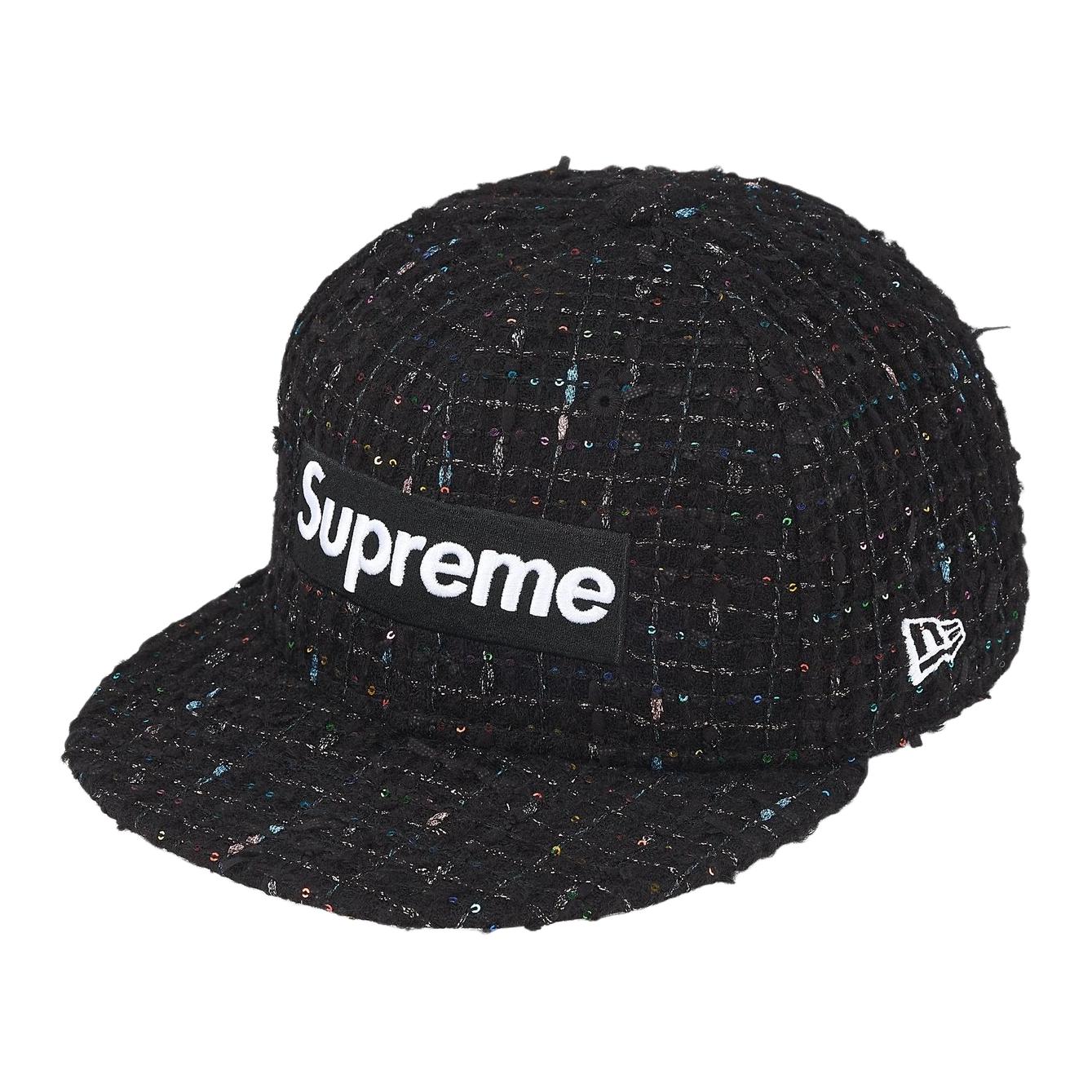 Бейсболка Supreme SupremexNew Era FW25 WEEK 13 Bouclé Box Logo (черно-красная)