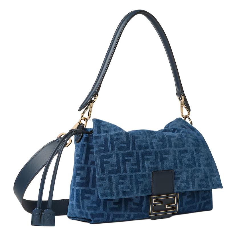 Женская сумка Fendi Mamma Baguette FF (синий) — фото 2