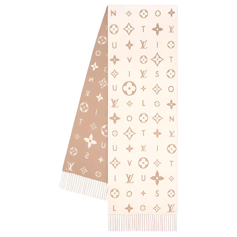Женский шарф Louis Vuitton (бело-коричневый)