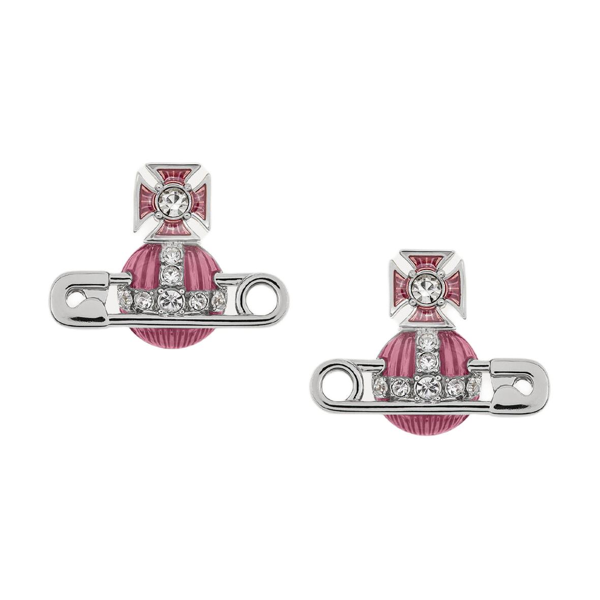 Женские серьги Vivienne Westwood Kitty (серебристо-розовые)