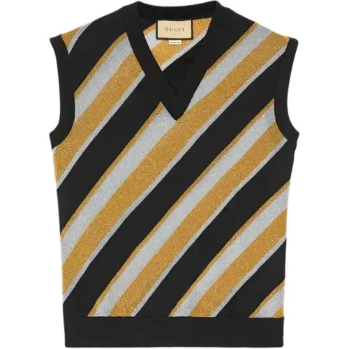 GUCCI Striped Intarsia Knit Vest