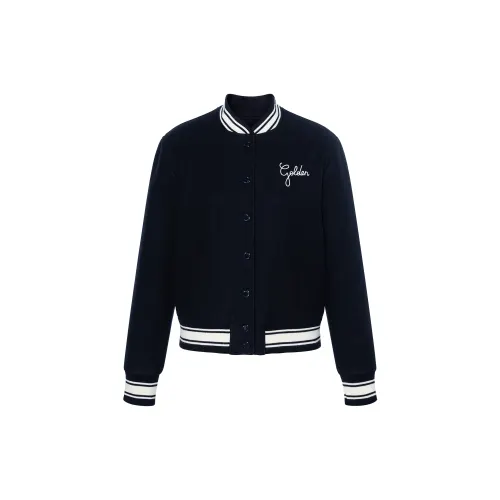 Golden Goose Deluxe Brand Logo Embroidered Striped Baseball Jacket