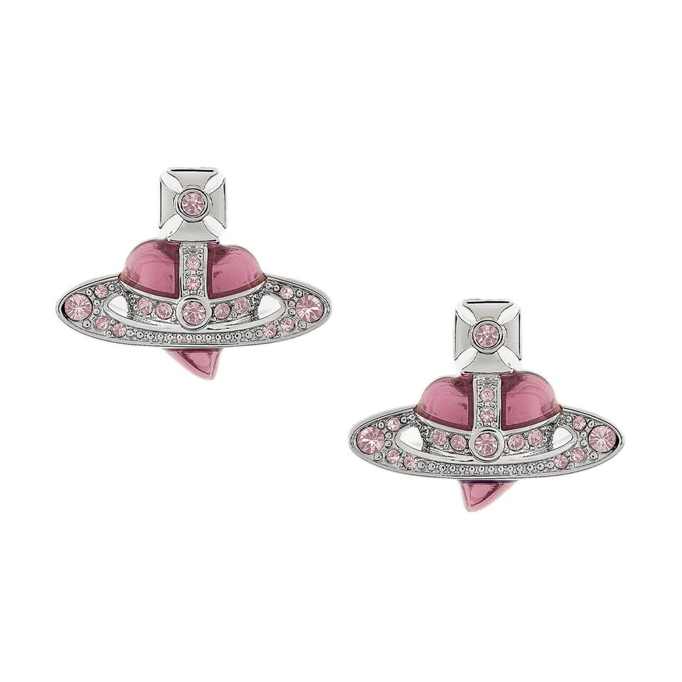 Женские серьги Vivienne Westwood Diamante (серебристо-розовые)