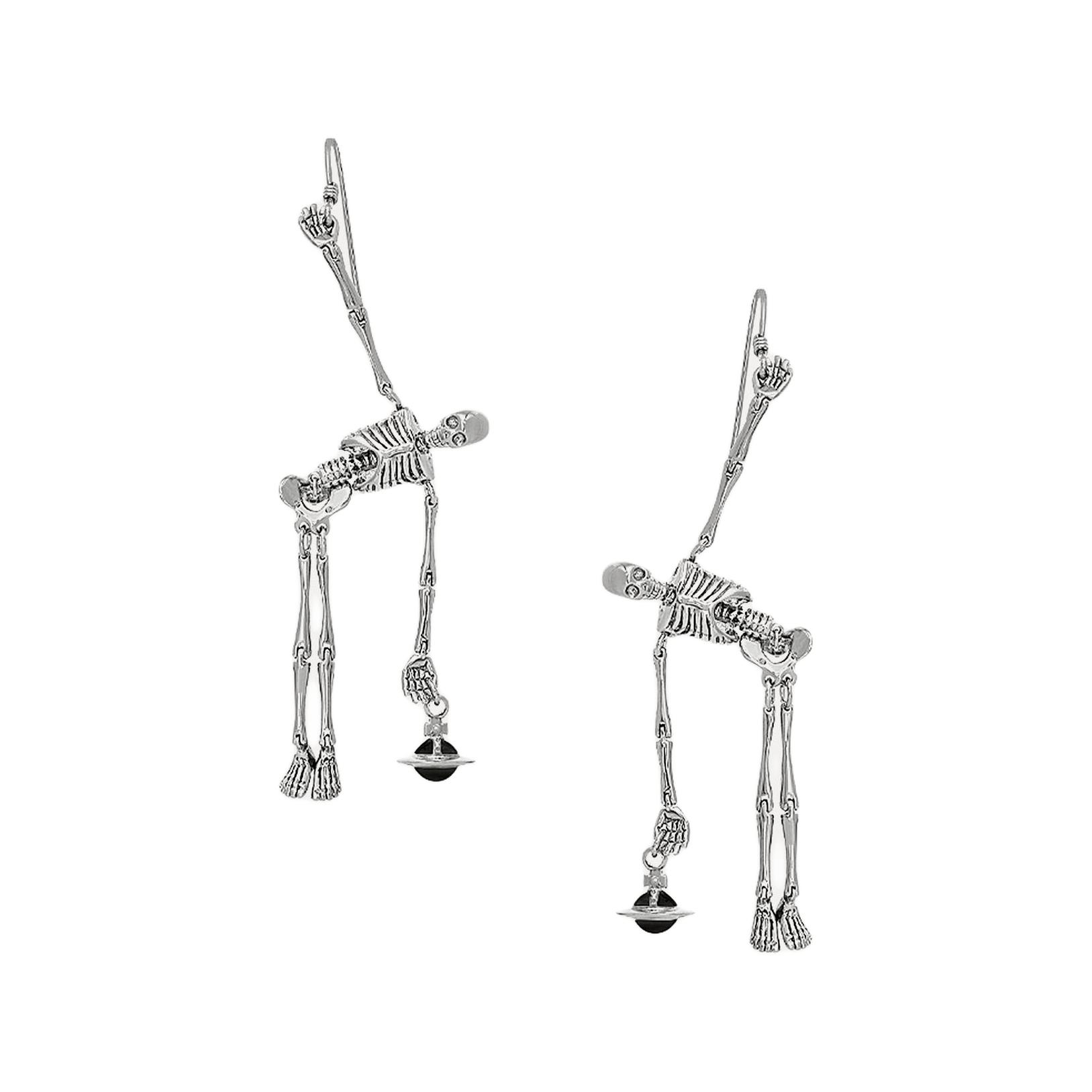 Серьги Vivienne Westwood Skeleton (серебристые)