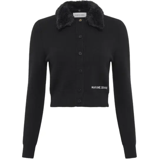 Marine Serre wool cropped cardigan