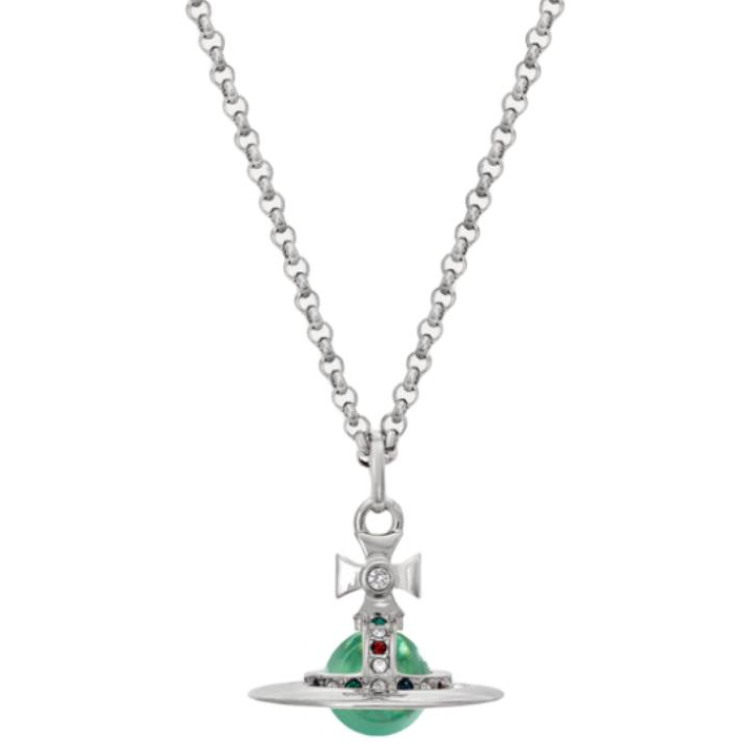 Подвеска Vivienne Westwood New Tiny Orb (зелено-серебряная)