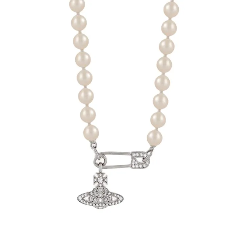 Vivienne Westwood Glass Brass Necklaces Women's Silver