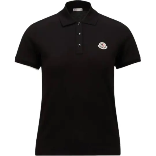 Хлопковая рубашка пике с логотипом Moncler SS26, однотонная рубашка-поло на пуговицах с короткими рукавами для женщин