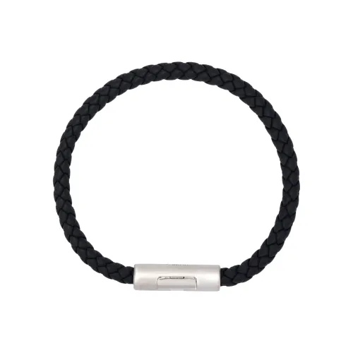 HERMES Puzzle H Palladium Plated Calfskin Bangles Unisex Black