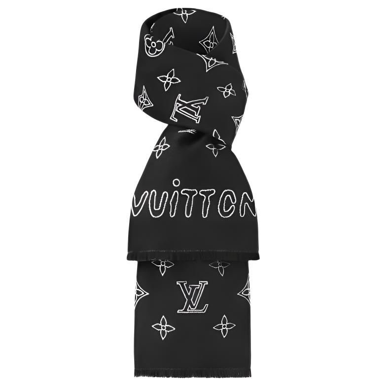 Мужской шарф Louis Vuitton Monogram (черный)