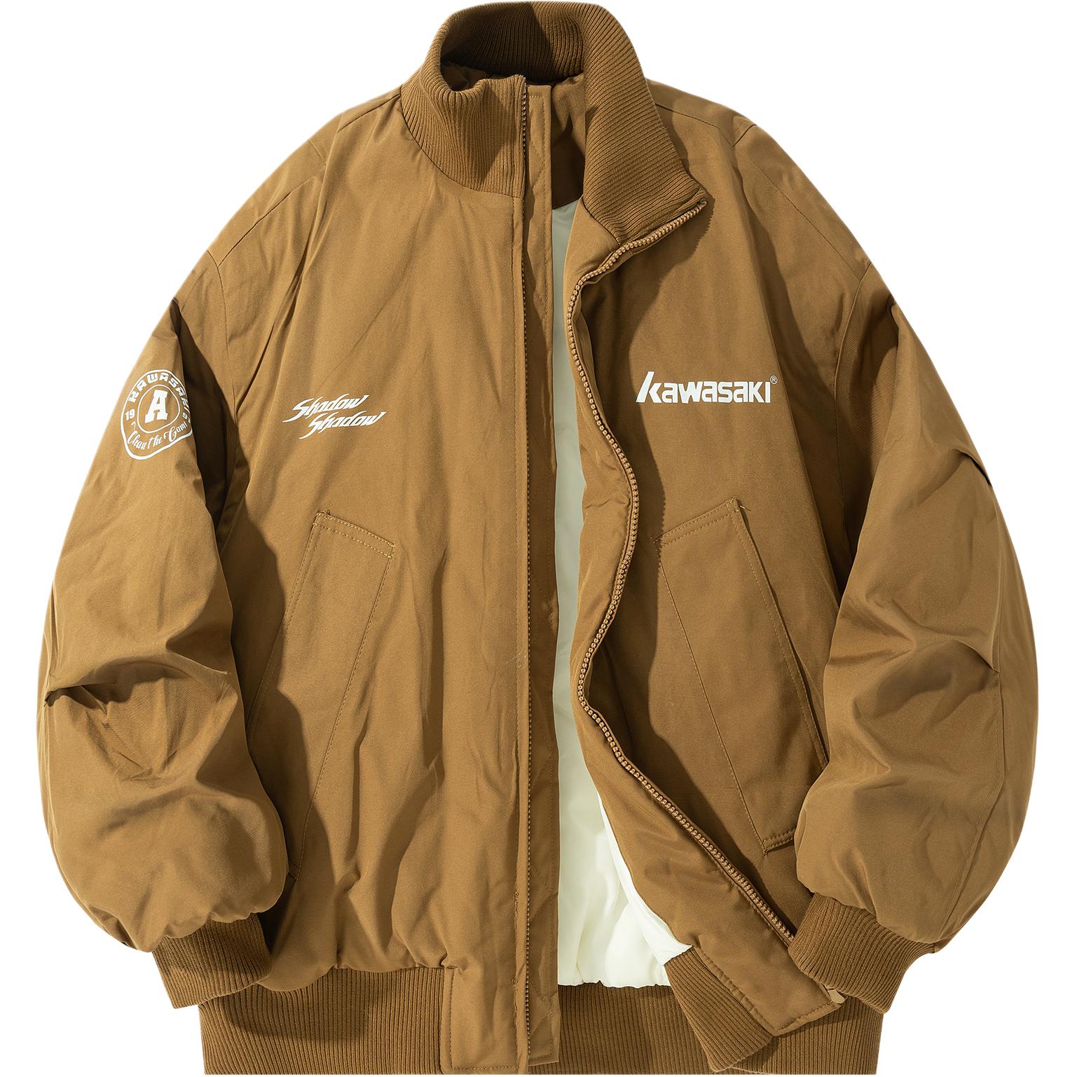 Пуховик Kawasaki в американском ретро-стиле (однотонный)