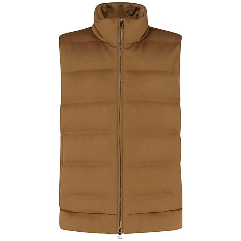 Loro Piana Vests Men's Brown Stand Collar Other