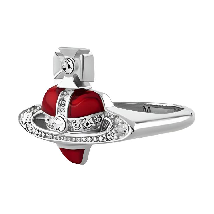 Vivienne Westwood Queen Mother of the West New Diamante Heart Ring heart-shaped pattern crystal ring men and women same style couple model silver