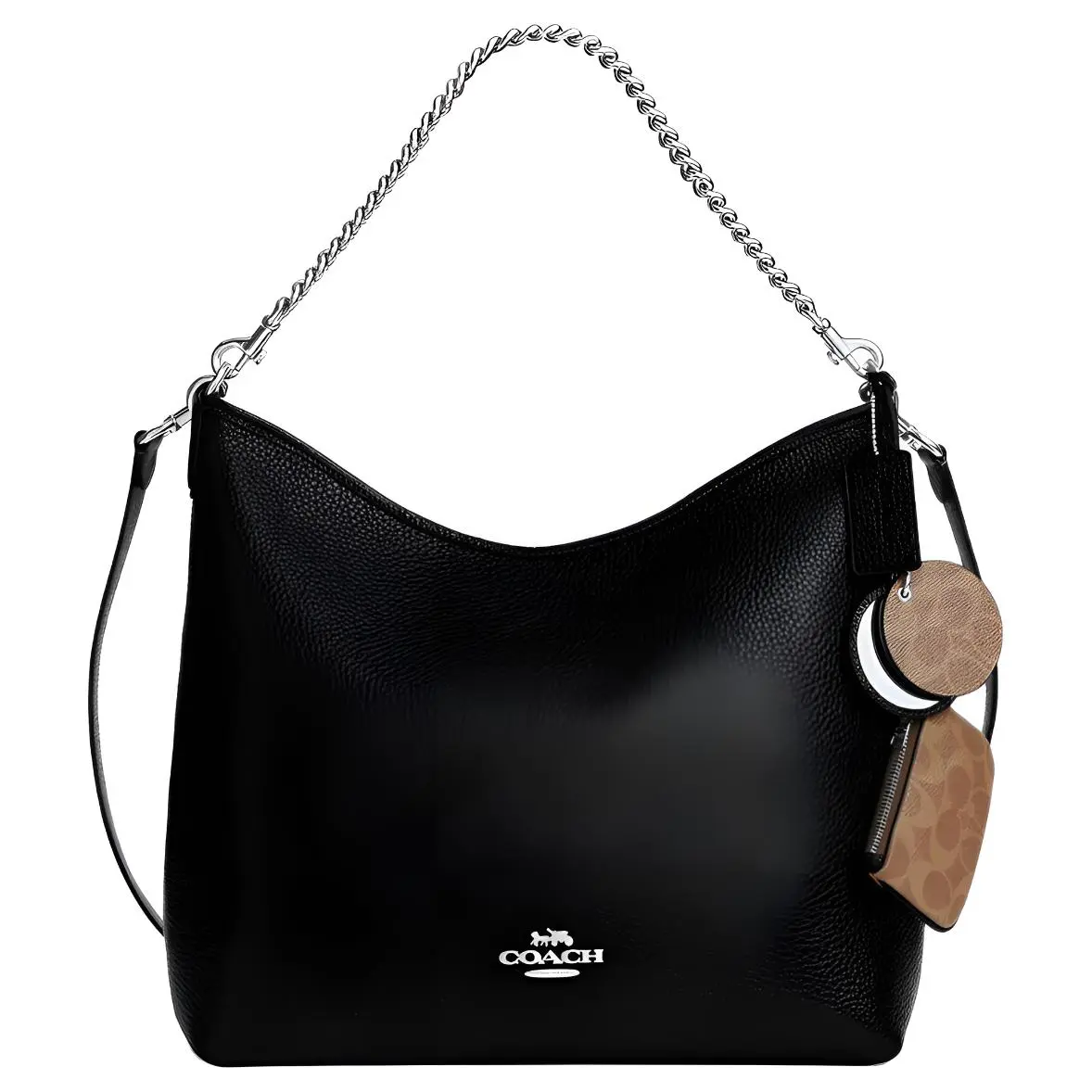 COACH Laurel Bright Soft Pebble Leather Shoulder Bags Large Women's Black