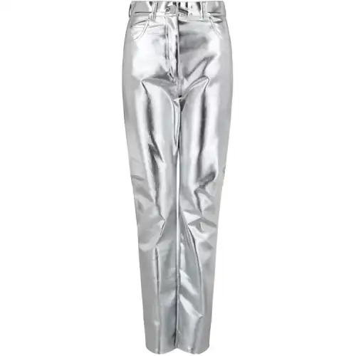 GUCCI High Rise Metallic Skinny Pants Silver