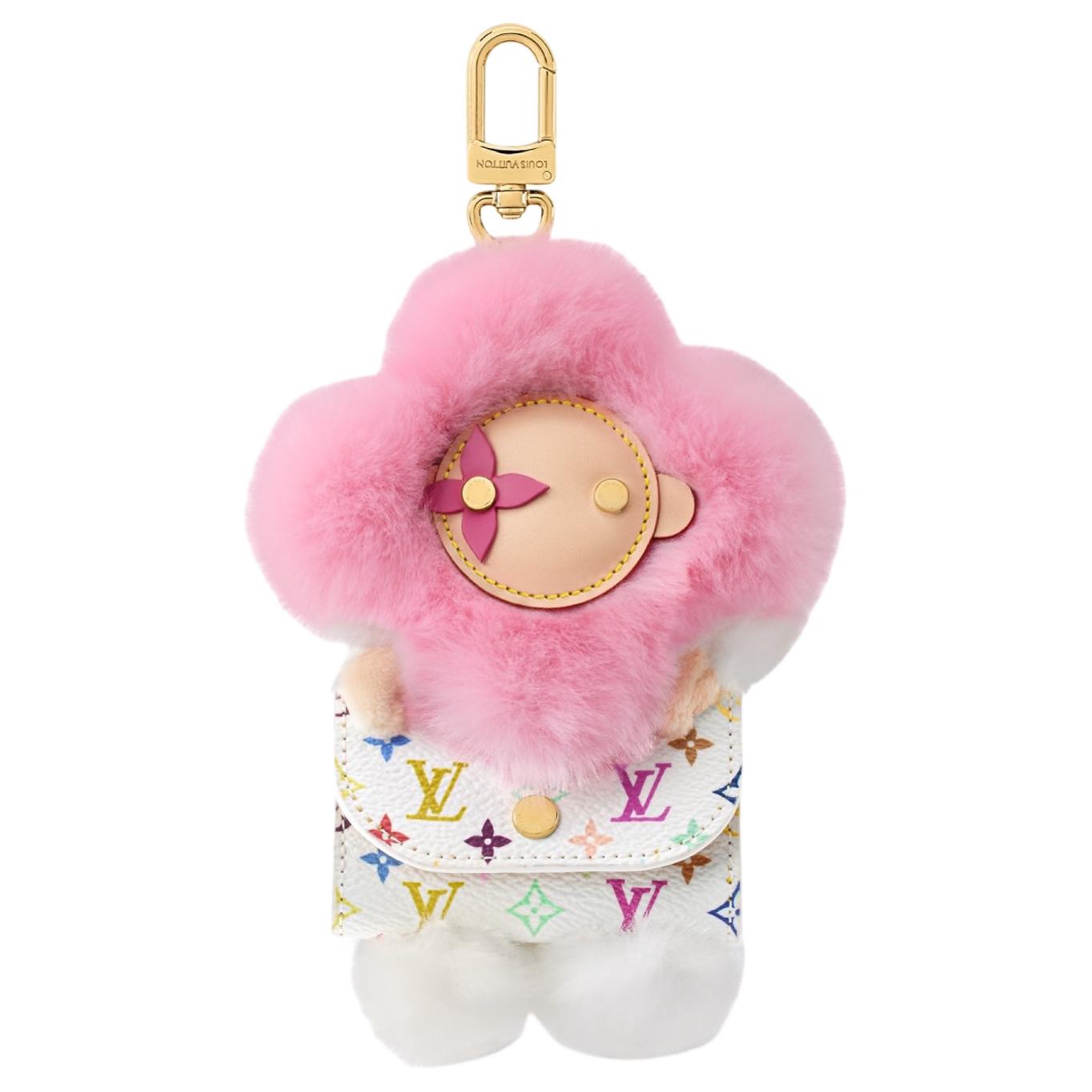Женская подвеска Louis Vuitton x Takashi Murakami (розово-белая)