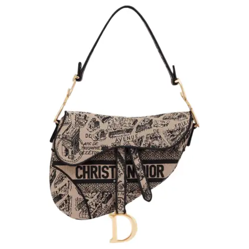 DIOR Embroidery Shoulder Bag Medium Women's Multicolor