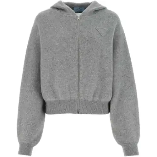 PRADA Sweaters Women's Gray Hooded Moderate Other