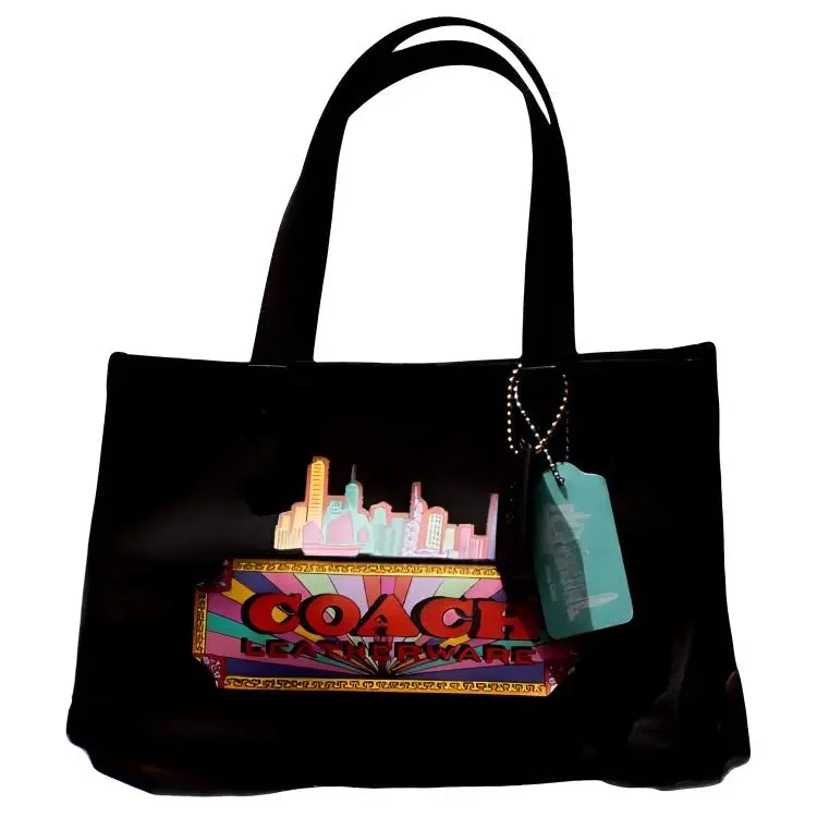 COACH Leather Tote Bag, Shopping Bag, Handbag Large Women's Black