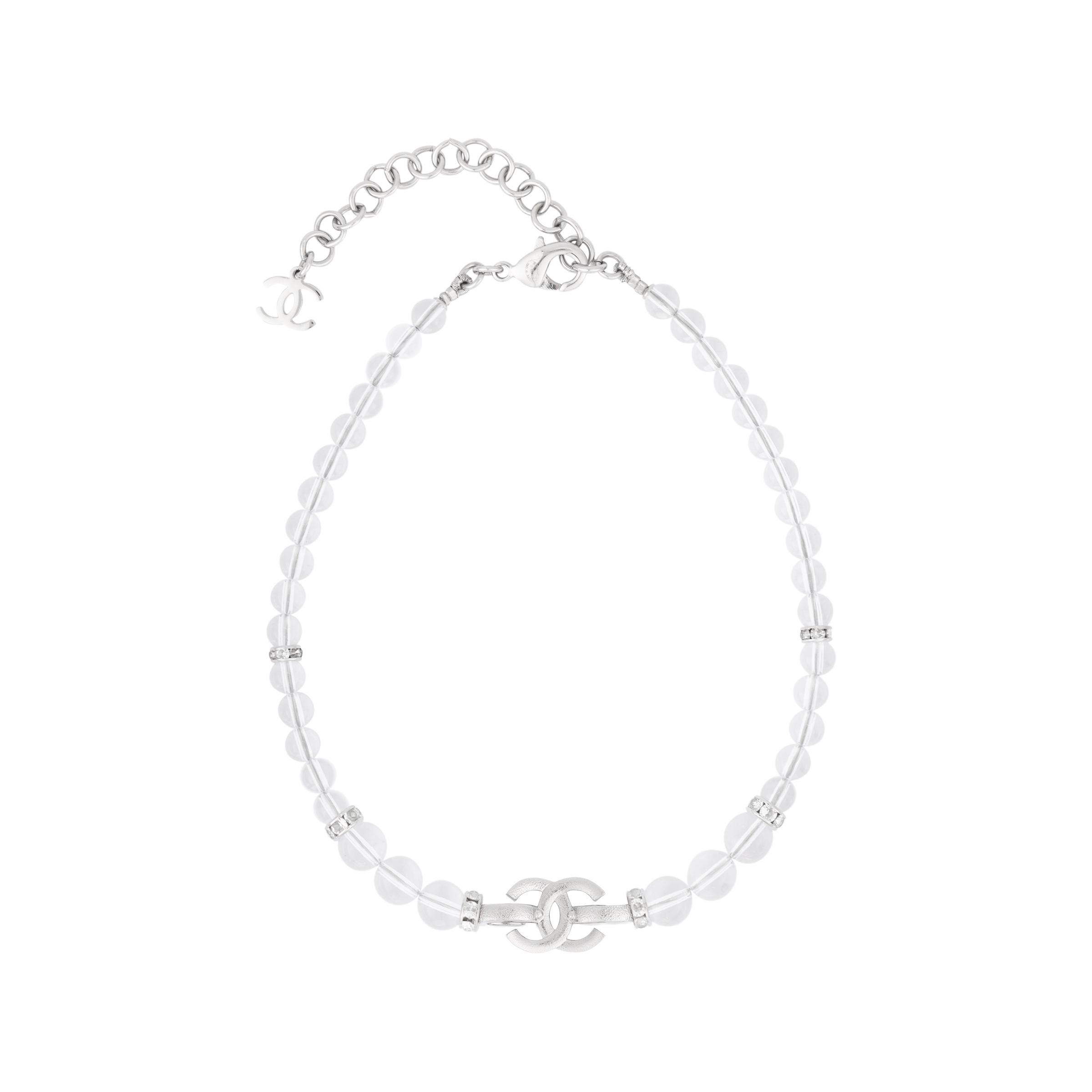 Женская подвеска Chanel с кристаллами (белая)