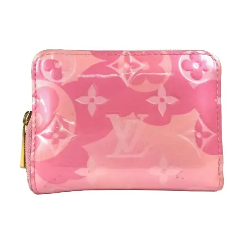 LOUIS VUITTON Zippy Patent Leather Wallet Women's Light Pink