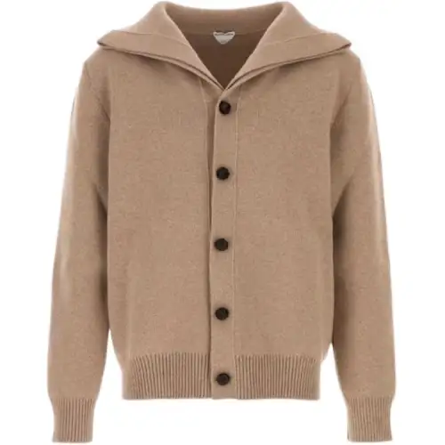 Bottega Veneta Sweaters Men's Pigeon Gray Lapel Moderate Cardigan
