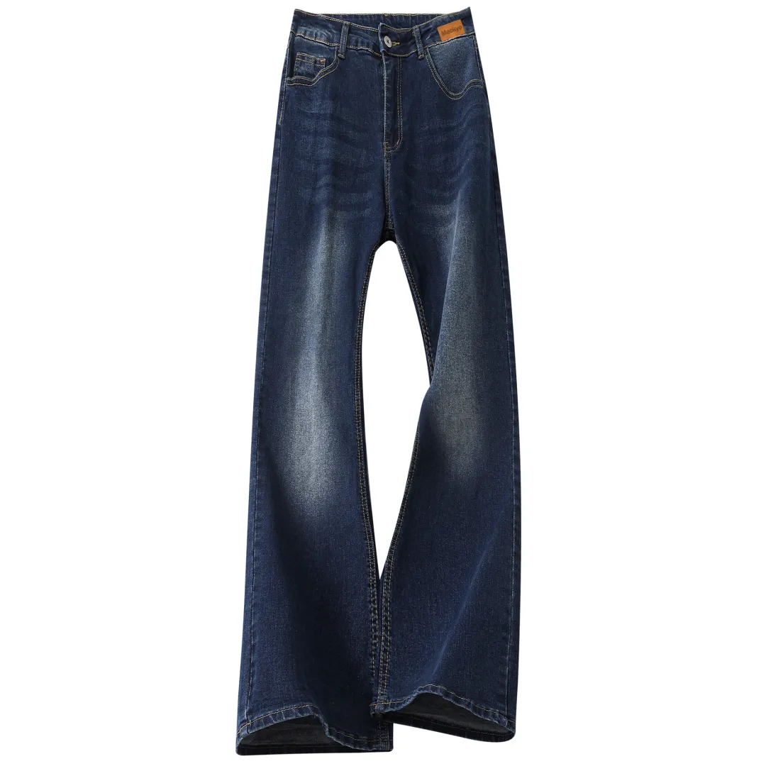 Mackyo Jeans Unisex Dark Blue Thickened Wide Leg Pants