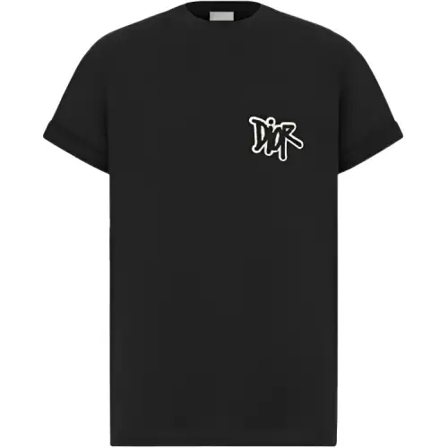DIOR T Shirts Men's Black Crew Neck Moderate
