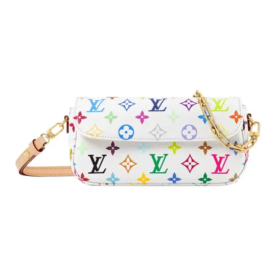 LOUIS VUITTON Takashi Murakami Collaboration Coated Canvas Wallet, Crossbody Bag, Shoulder Bag Women's White