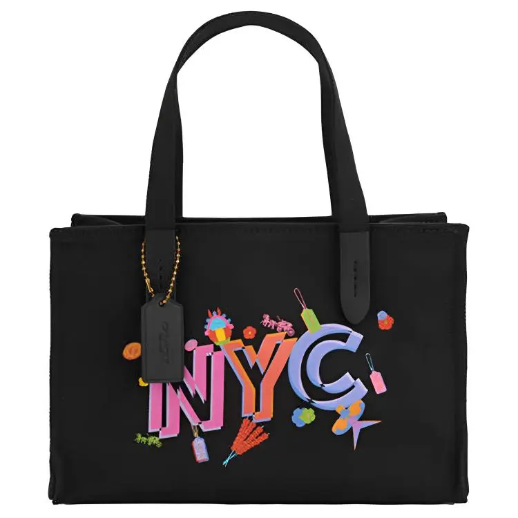 COACH BEIJING Co Branded Model Fabric Tote Bag, Shopping Bag, Handbag Large Women's Black