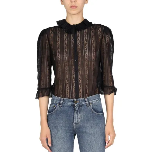 SAINT LAURENT Frilled neck Lace Shirt