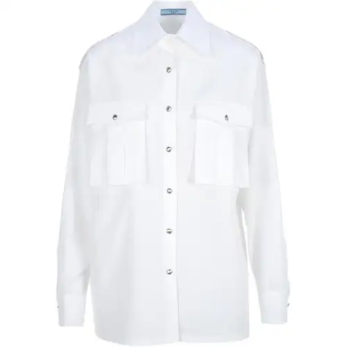 PRADA Shirts Women's White Pointed Collar Moderate Other