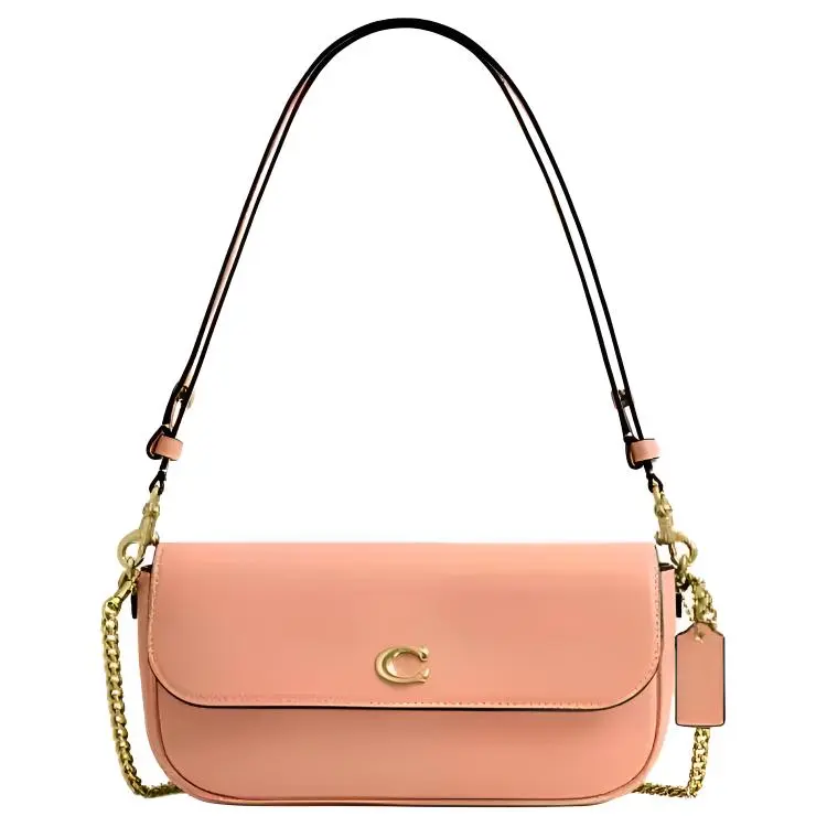 COACH Calfskin Crossbody Bag, Shoulder Bag Medium Women's Brass & Peach
