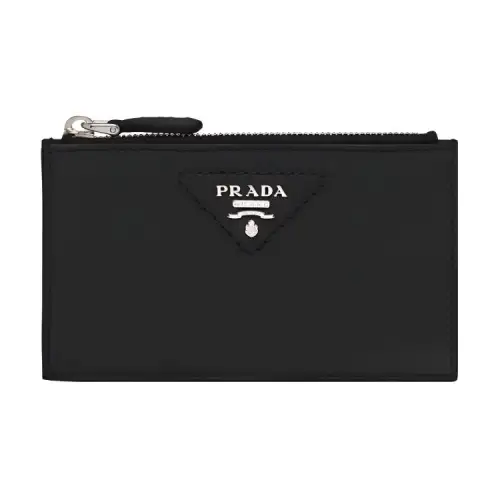 PRADA Leather Card Holder Card Holder Women's Black
