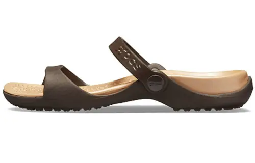 Crocs Slide Slippers Women's Dark Coffee/Gold