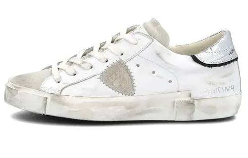 PHILIPPE MODEL Skateboard Shoes Women's Low Top White Silver