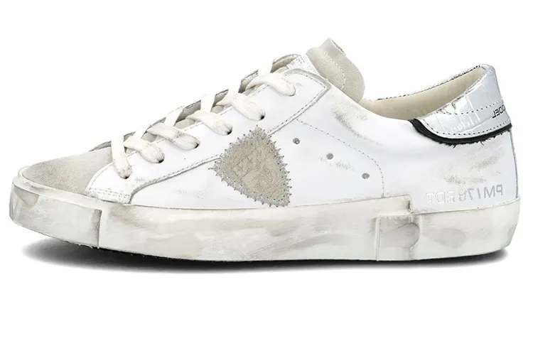 PHILIPPE MODEL Skateboard Shoes Women's Low Top White Silver