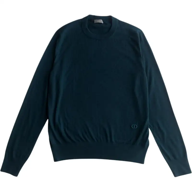 DIOR Sweaters Men's Green Crew Neck Moderate Other