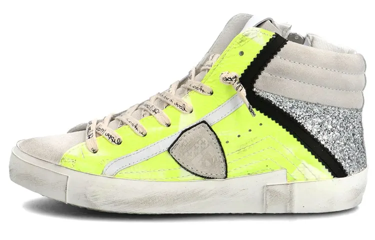 PHILIPPE MODEL Skateboard Shoes Women's Mid Top Green Silver White